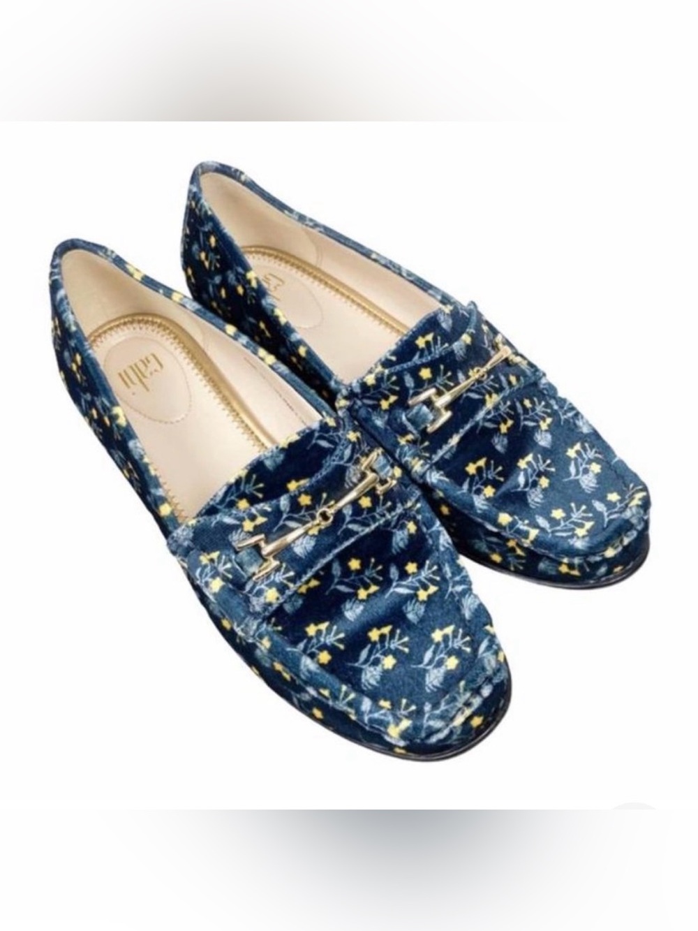 CAbi Blue Floral Embroidered Velvet Loafers - Women's 9 M